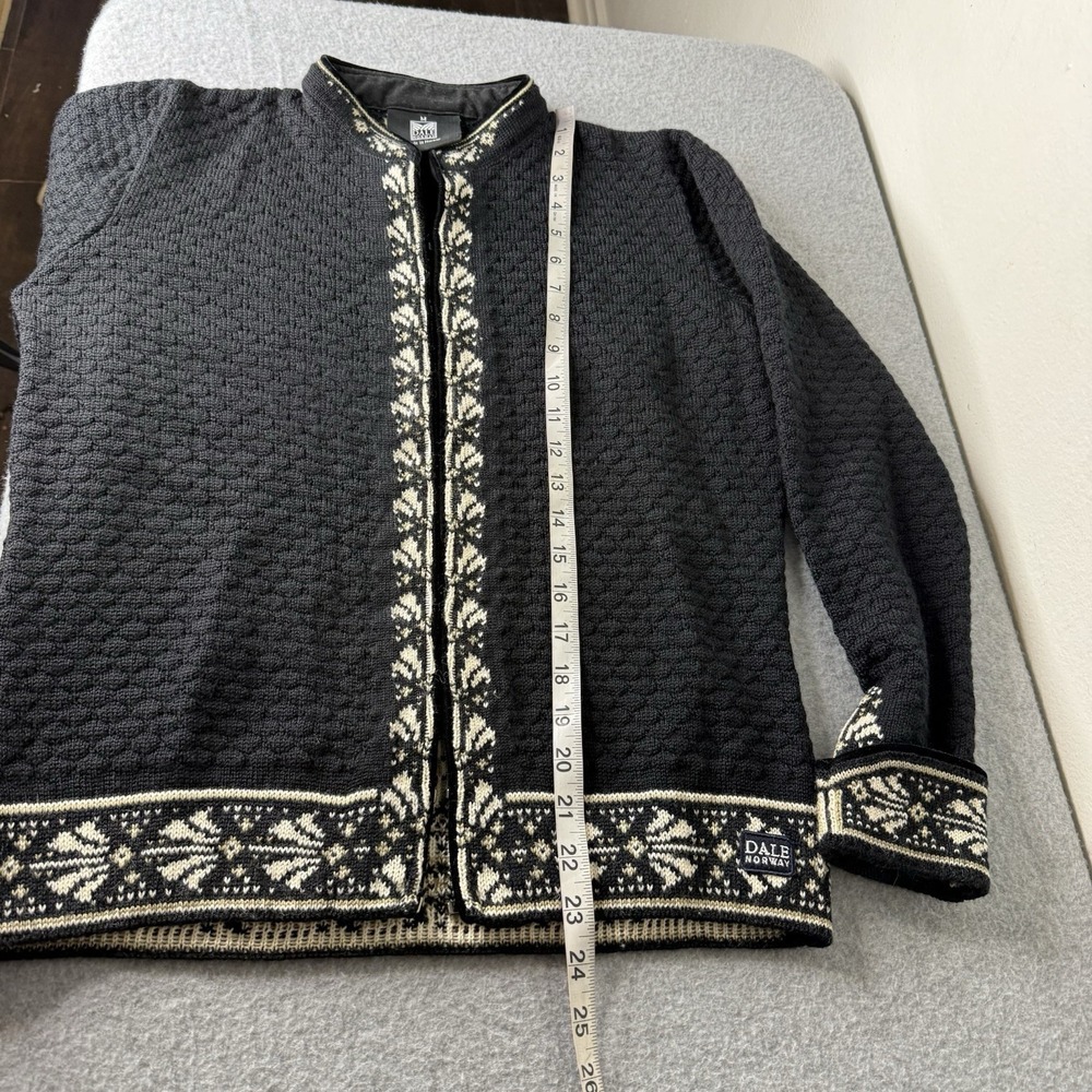 Dale Of Norway Black White Norwegian Merino Wool Cardigan Sweater Womens Medium - Picture 9 of 14